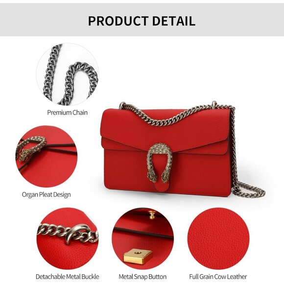 Fashion-Forward Red Leather Bag: Spacious Shoulder Tote for Everyday Use - Picture 5 of 9